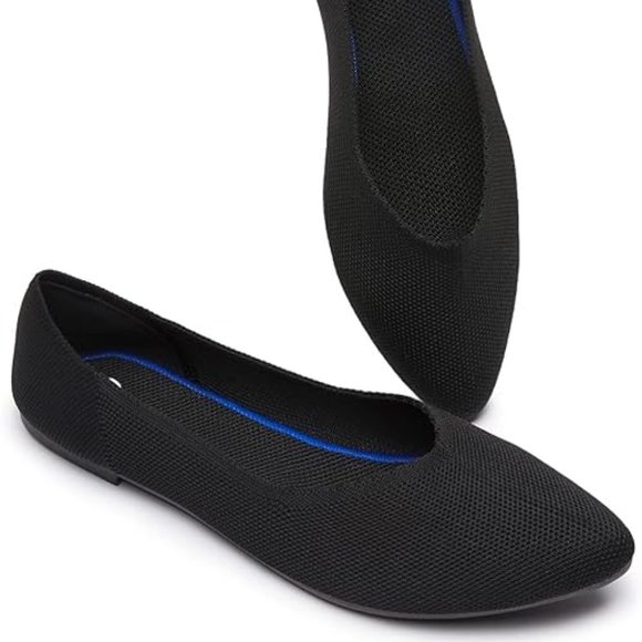 Amazon Shoes - Black Mesh Pointed-Toe Womens Flats w/ Memory Foam Inserts - Washable Size 7.5